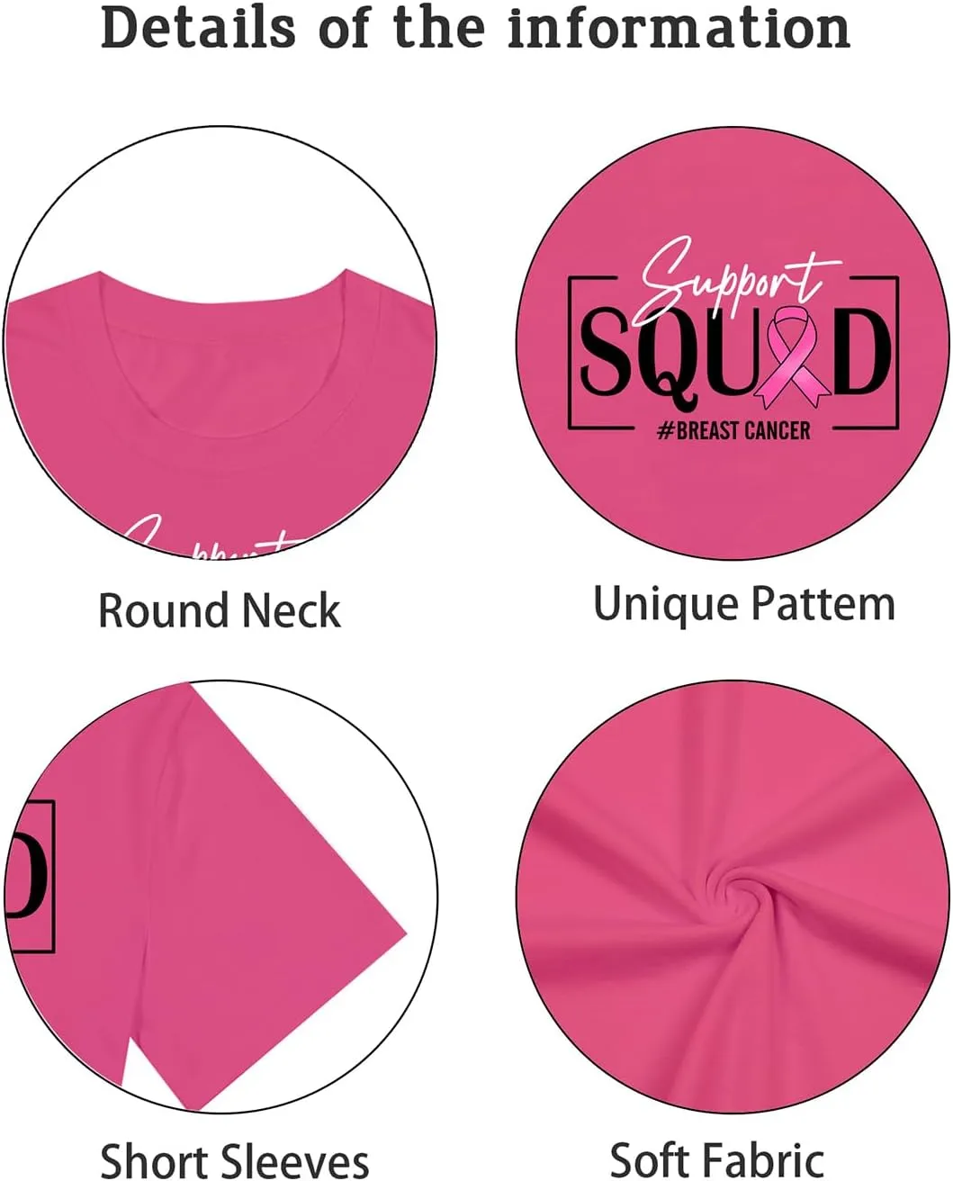 Pink Ribbon Shirts for Women Breast Cancer Awareness Tshirts Ribbon Graphic Print Tee Inspirational Breast Cancer Tops