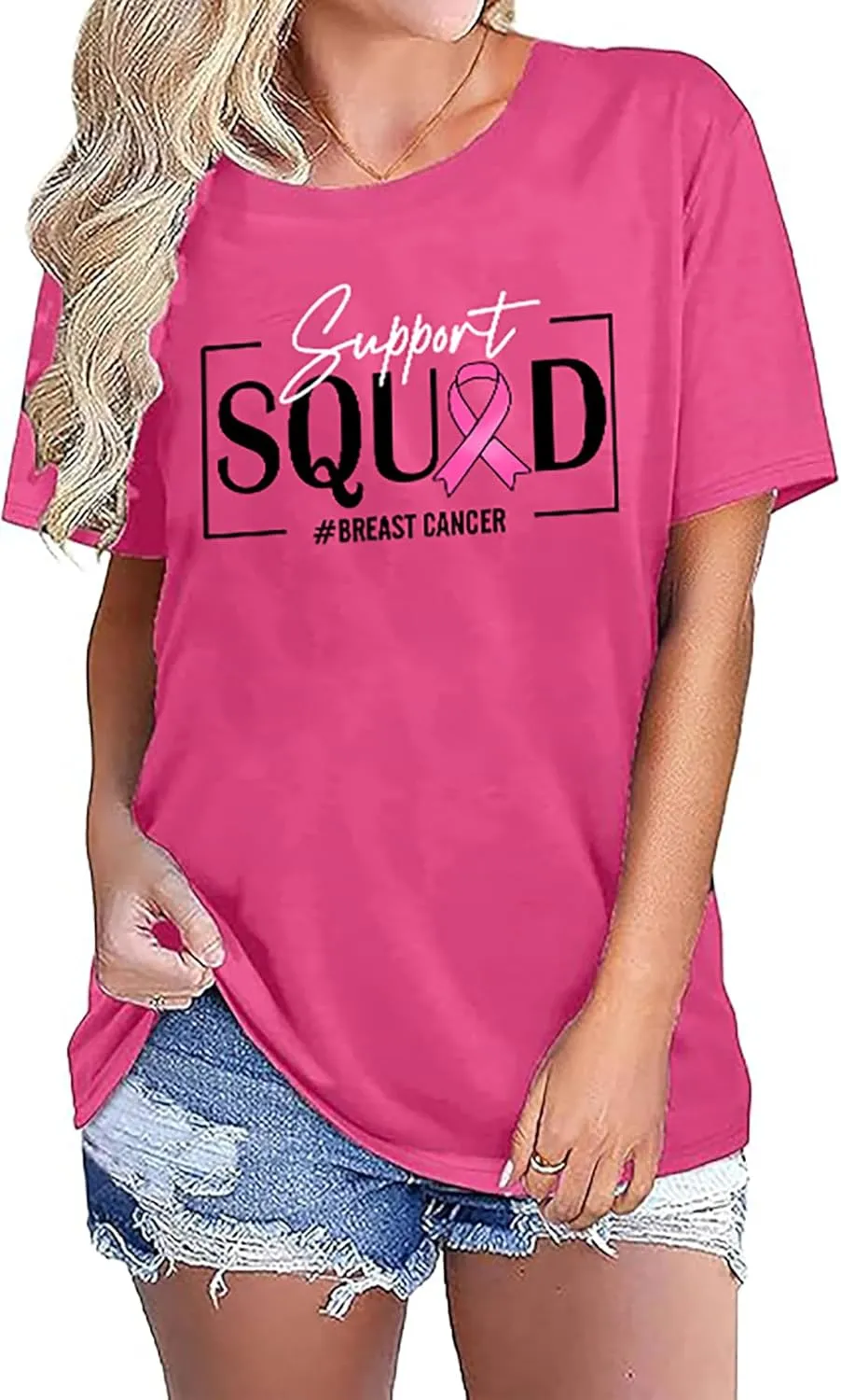 Pink Ribbon Shirts for Women Breast Cancer Awareness Tshirts Ribbon Graphic Print Tee Inspirational Breast Cancer Tops