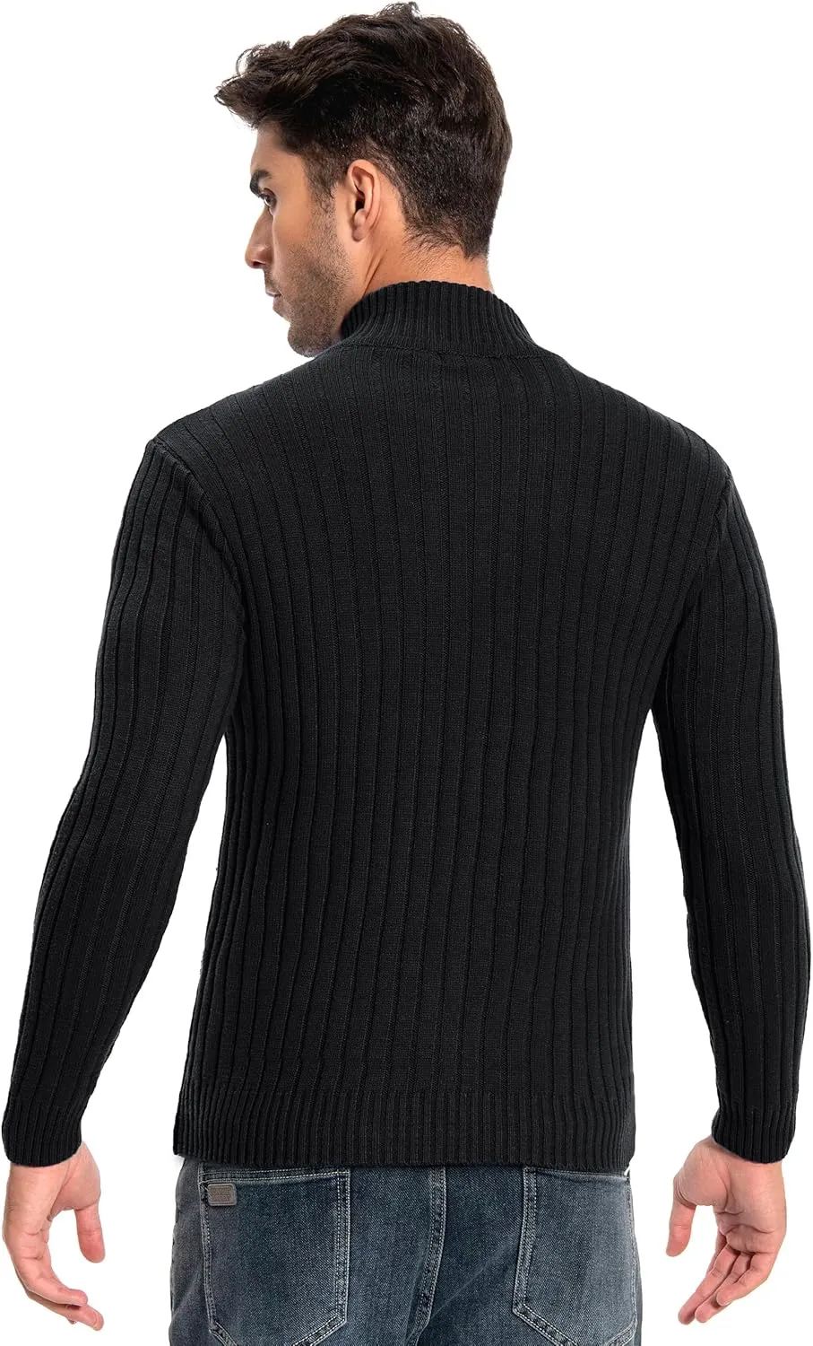 Pioneer Camp Men's Cardigan Sweaters Full Zip Up Stand Collar Slim Fit Casual Knitted Sweater with 2 Front Pockets