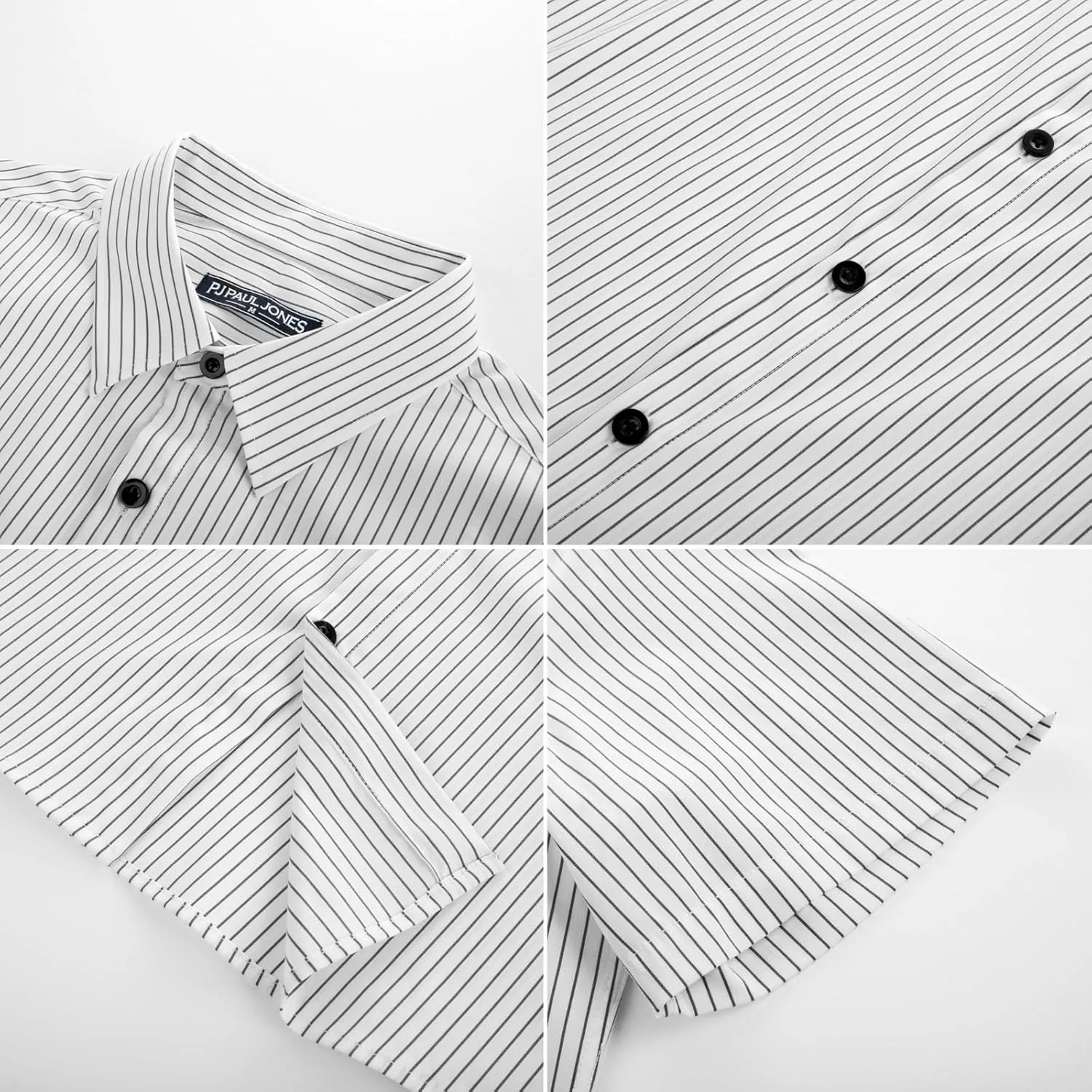 PJ PAUL JONES Mens Regular Fit Striped Dress Shirt Short Sleeve Button Down Shirts