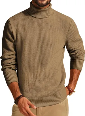 PJ PAUL JONES Men's Turtleneck Sweaters Knitted Casual Textured Pullover Sweater