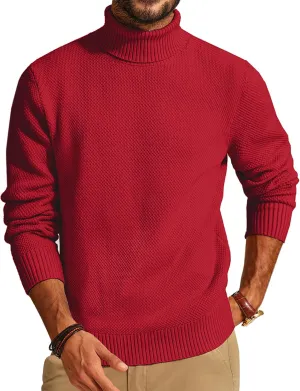 PJ PAUL JONES Men's Turtleneck Sweaters Knitted Casual Textured Pullover Sweater