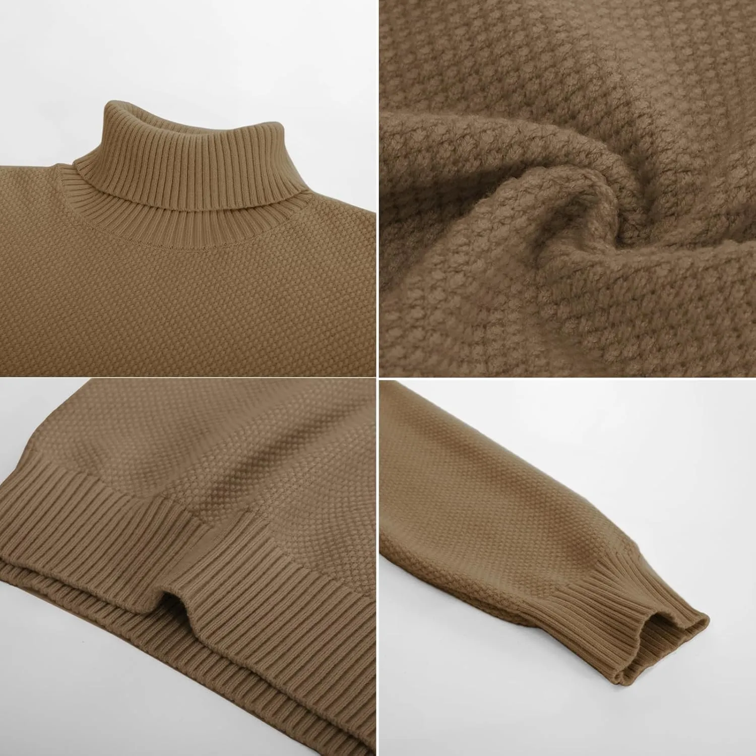 PJ PAUL JONES Men's Turtleneck Sweaters Knitted Casual Textured Pullover Sweater