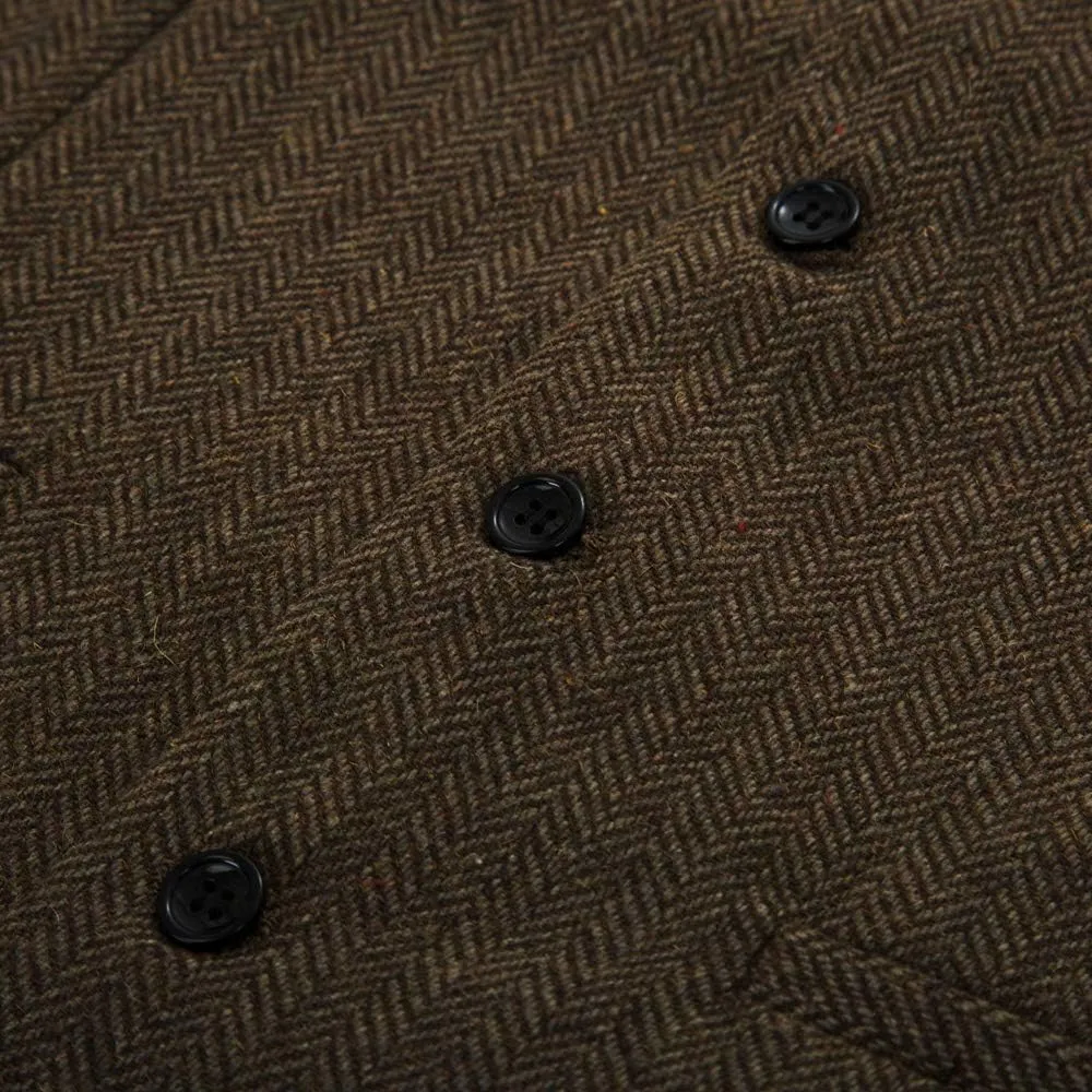 PJ PAUL JONES Men's Western Herringbone Tweed Suit Vest Wool Blend V Neck Slim Fit Waistcoat