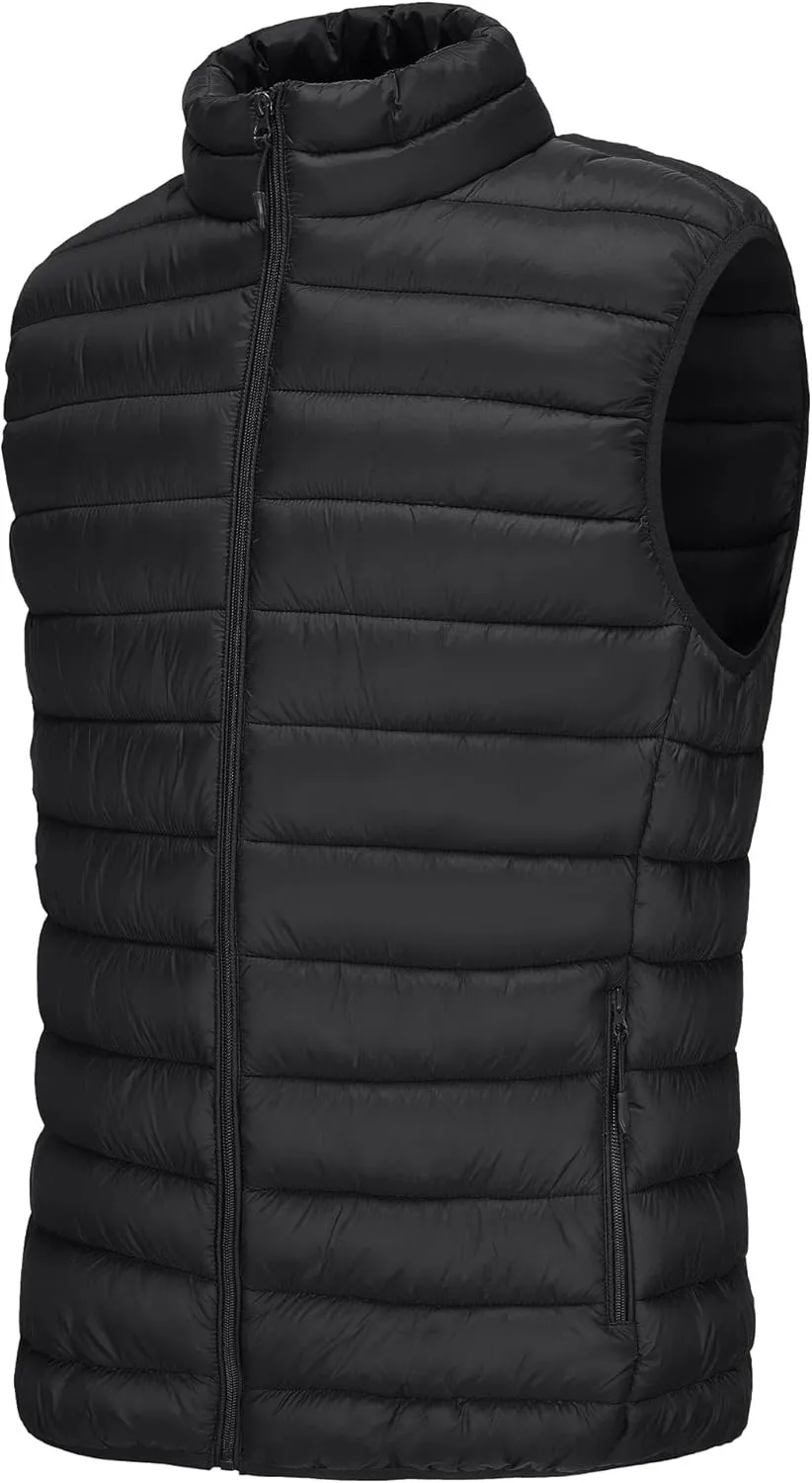 Polu Men's Puffer Vest Lightweight Sleeveless Jacket Full Zipper Outerwear Vest Outdoor Down Vest with Pockets