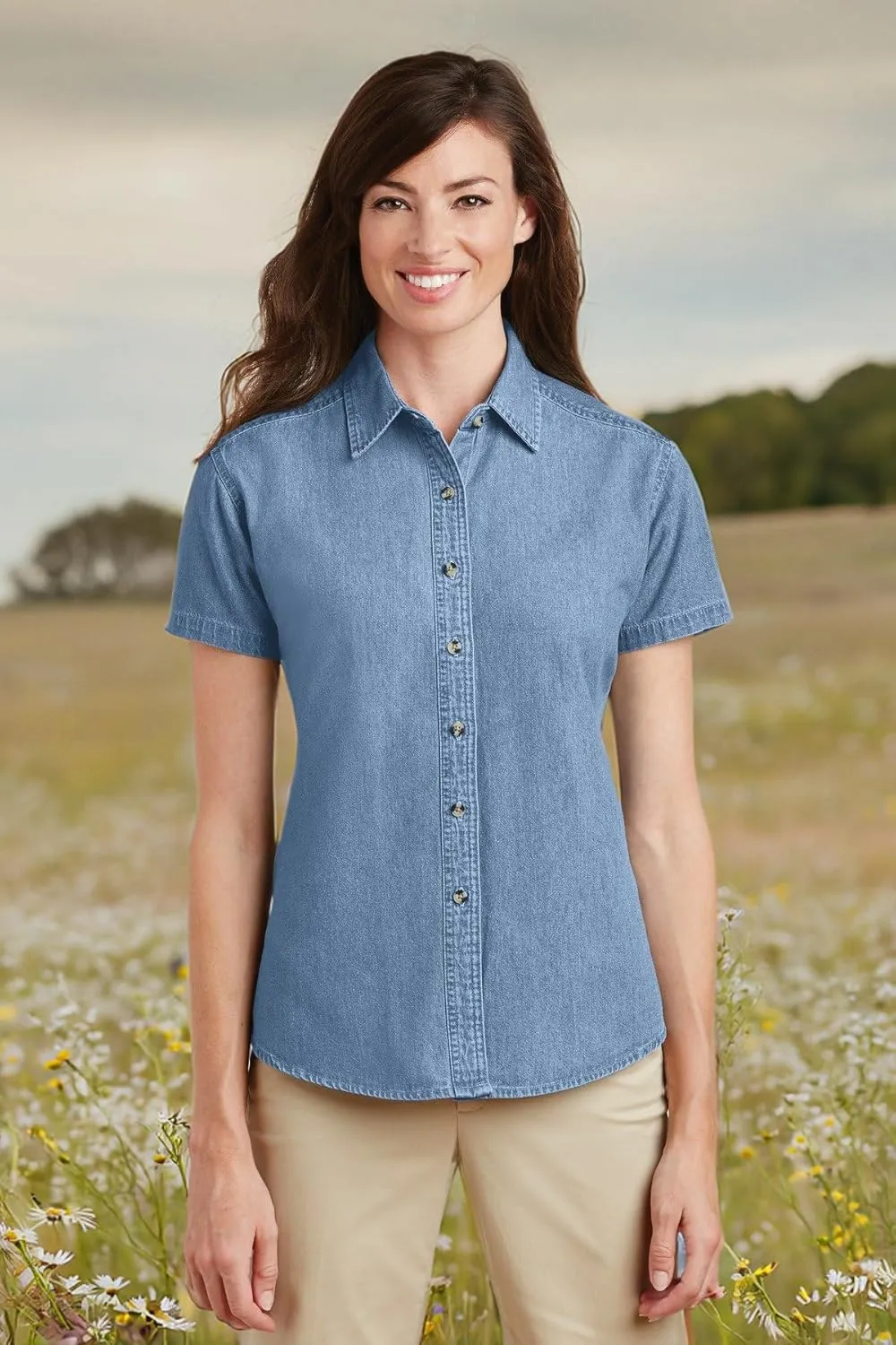 Port & Company Women's Short Sleeve Value Denim Shirt
