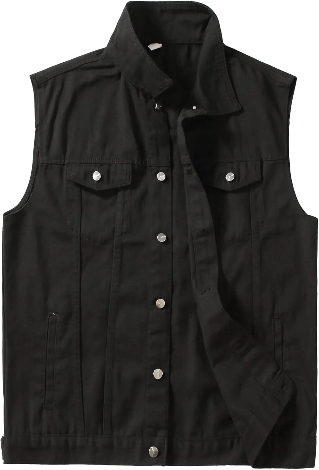PRIJOUHE Men's Denim Vest Jean Vest Black Denim Motorcycle Black Blue Biker Plus Size Sleeveless