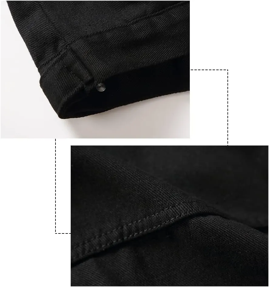 PRIJOUHE Men's Denim Vest Jean Vest Black Denim Motorcycle Black Blue Biker Plus Size Sleeveless