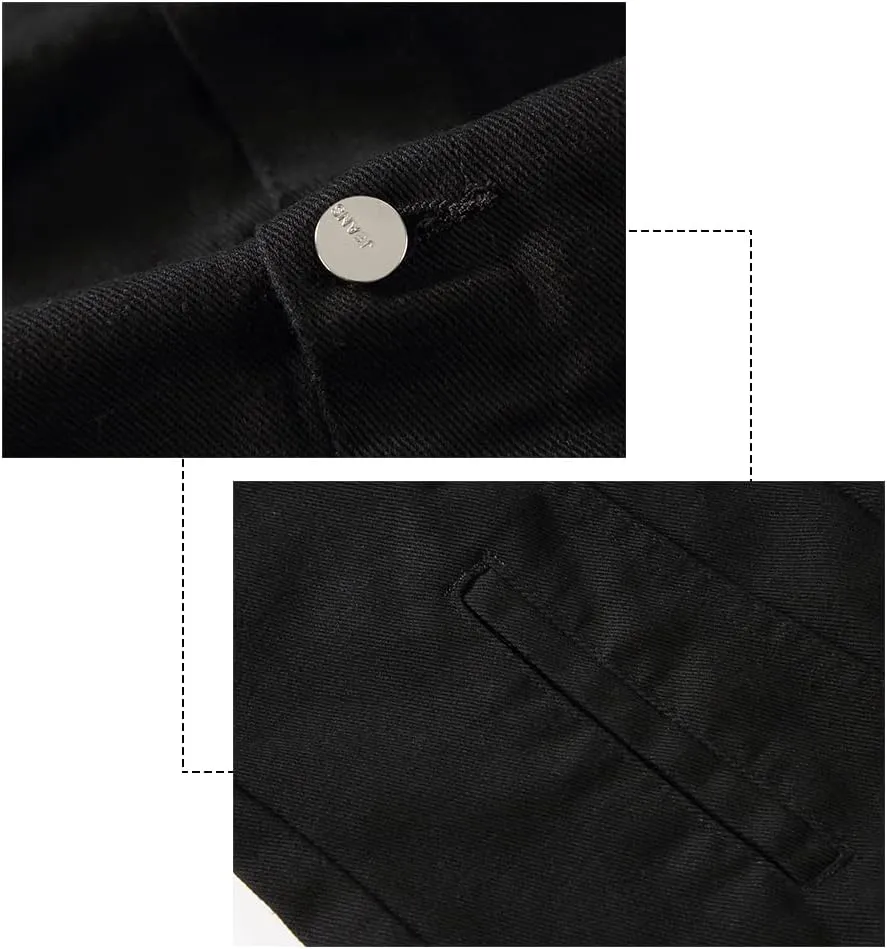 PRIJOUHE Men's Denim Vest Jean Vest Black Denim Motorcycle Black Blue Biker Plus Size Sleeveless