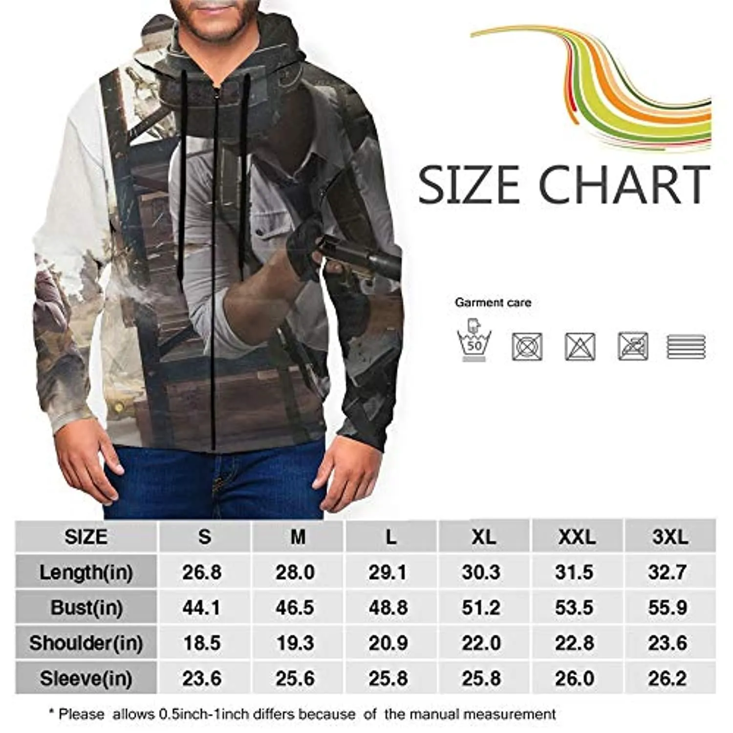 PUBG Hoodies - 3D Print Game Playerunknown's Battlegrounds Zipper Jacket with Pockets