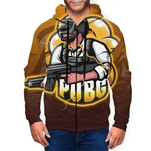PUBG Hoodies - 3D Print Game PUBG Cartoon Brown Zipper Jacket with Pockets