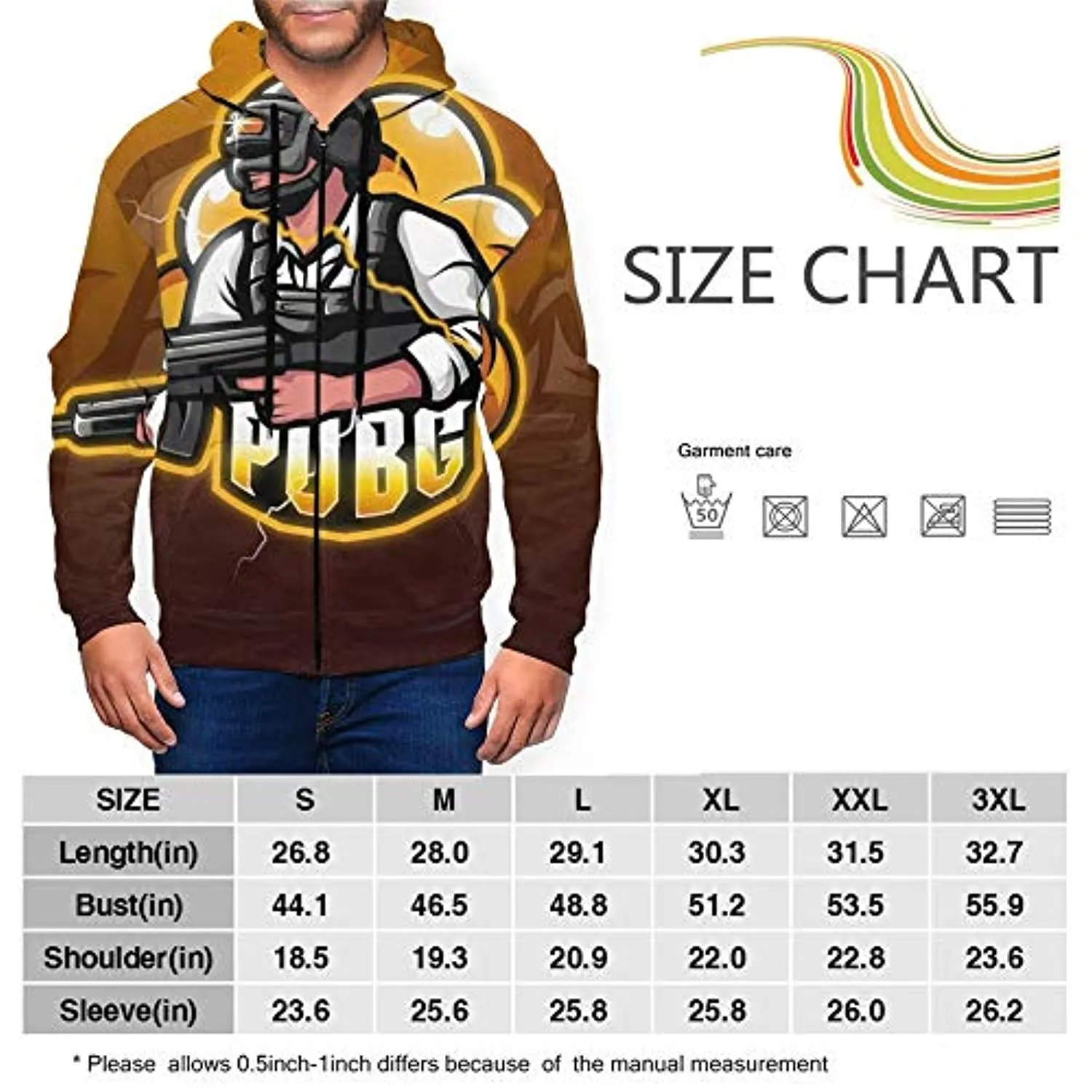 PUBG Hoodies - 3D Print Game PUBG Cartoon Brown Zipper Jacket with Pockets