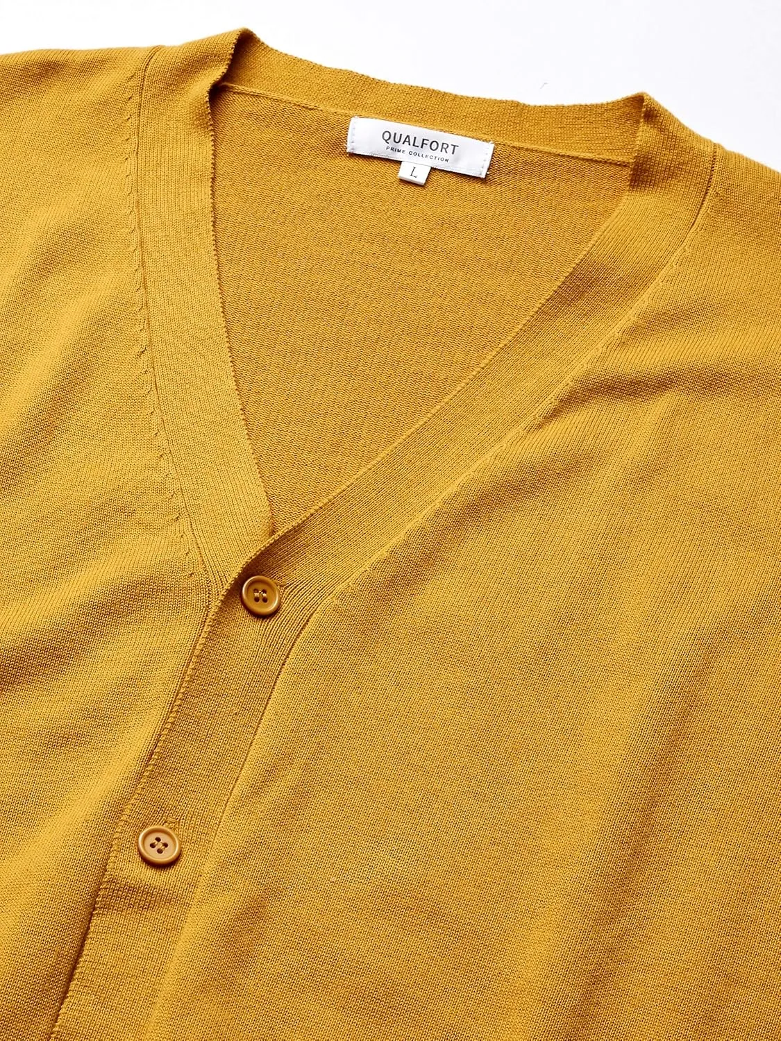 QUALFORT Men's 100% Cotton Cardigan Sweater Casual V-Neck Button Down Knitted Outerwear with Pockets