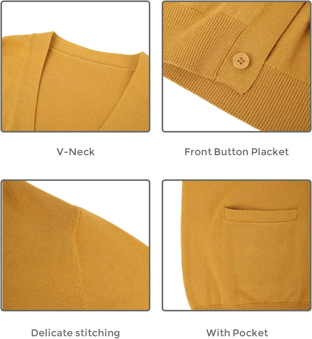 QUALFORT Men's 100% Cotton Cardigan Sweater Casual V-Neck Button Down Knitted Outerwear with Pockets