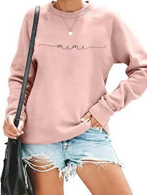 RFBIQI Mimi Sweatshirt Women Funny Letter Print Grandma Gift Pullover Top Nana Casual Crewneck Long Sleeve Tee Shirt