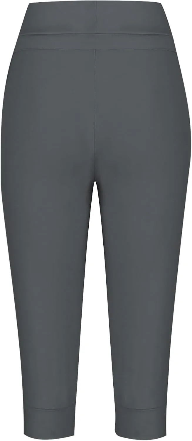 RKSTN Women's Yoga Pants Stretchy Soft Drawstring Workout Capri Pants Outdoor Athletic Causal Capris with Pockets