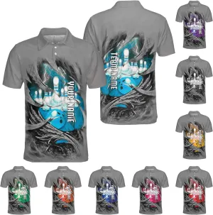 Royal Fight Personalized Bowling Polo 3D Shirts Custom Bowling Polo Bowling Shirt for Team Bowling Shirt Unisex for Men Women
