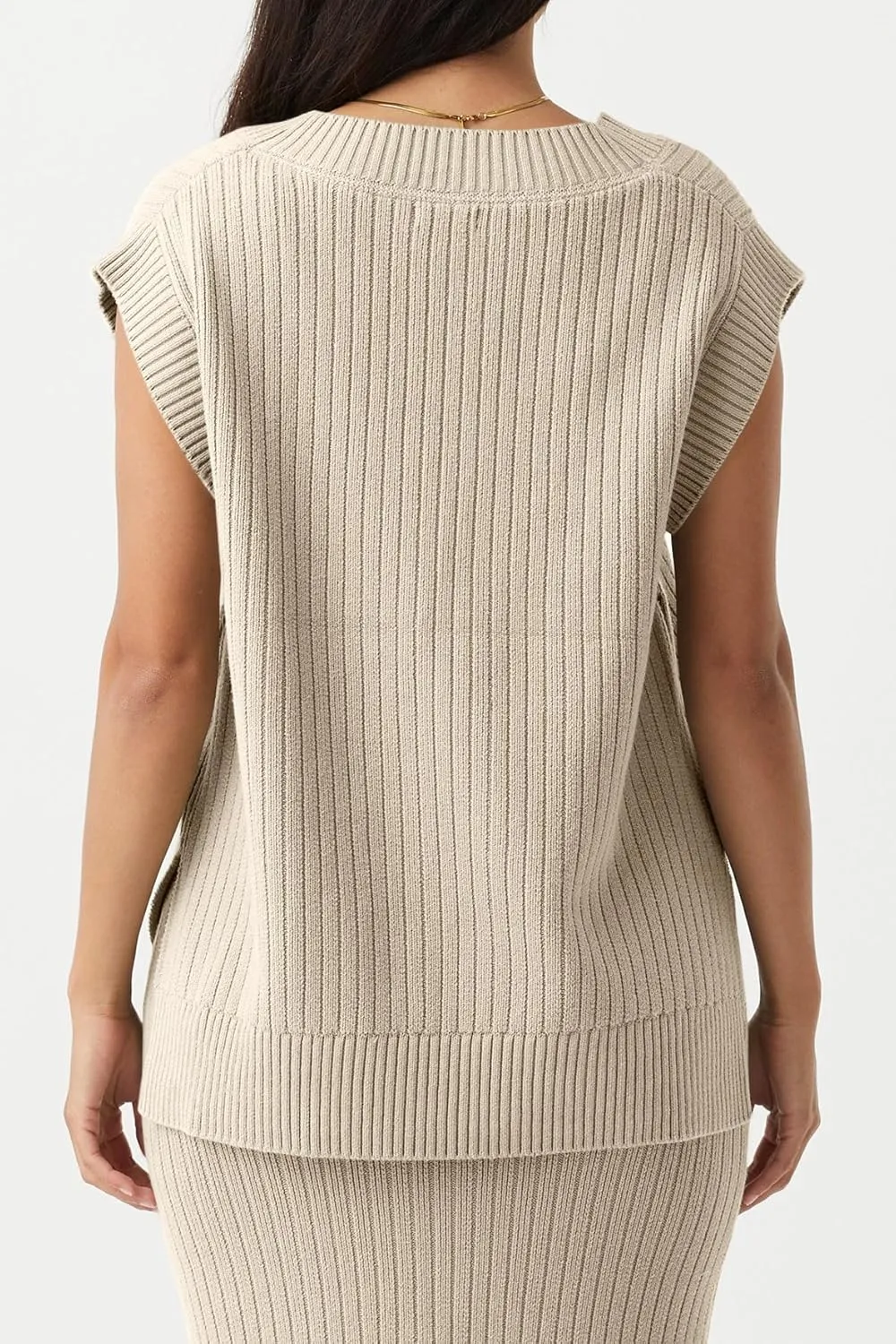 Saodimallsu Womens V Neck Sweater Vest Oversized Ribbed Knit Sleeveless Casual Loose Fit Pullover Tank Top