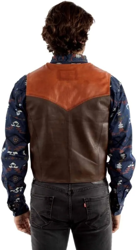 Scully Saddle Tan Soft Touch Lambskin Western All Leather Vest 507