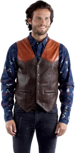 Scully Saddle Tan Soft Touch Lambskin Western All Leather Vest 507