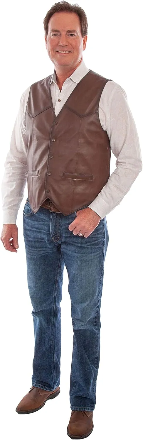 Scully Saddle Tan Soft Touch Lambskin Western All Leather Vest 507