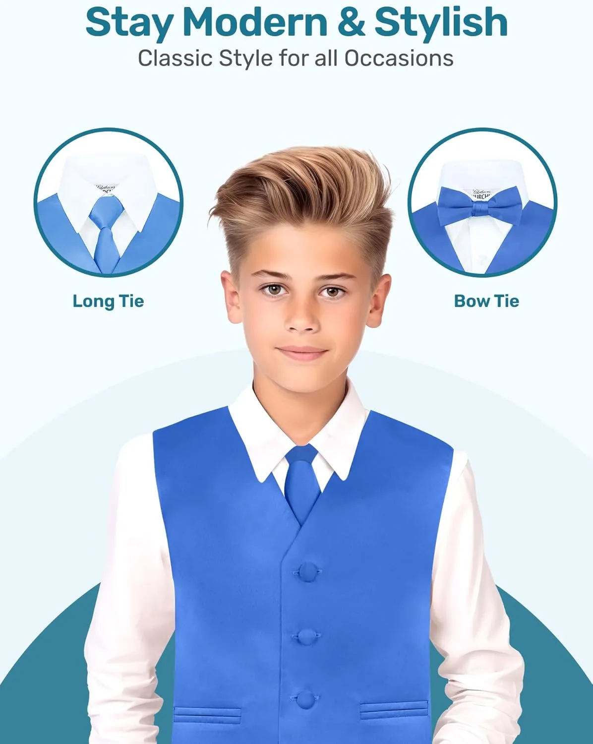 S.H. Churchill & Co. Boy's 4 Piece Vest Set, with Bow Tie, Neck Tie & Pocket Hankie