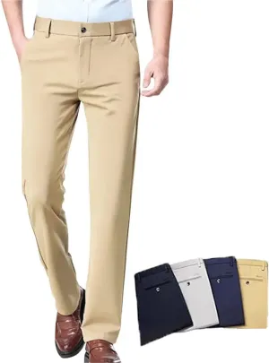Silamone Timeless Stretch Pants, Timelessflex - Men's High Stretch Straight Fit Pants, Calormas Mens Trousers