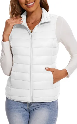 SMENG Women's Lightweight Quilted Puffer Vest Sleeveless Stand Collar Zip-Up Padded Outerwear Gilet