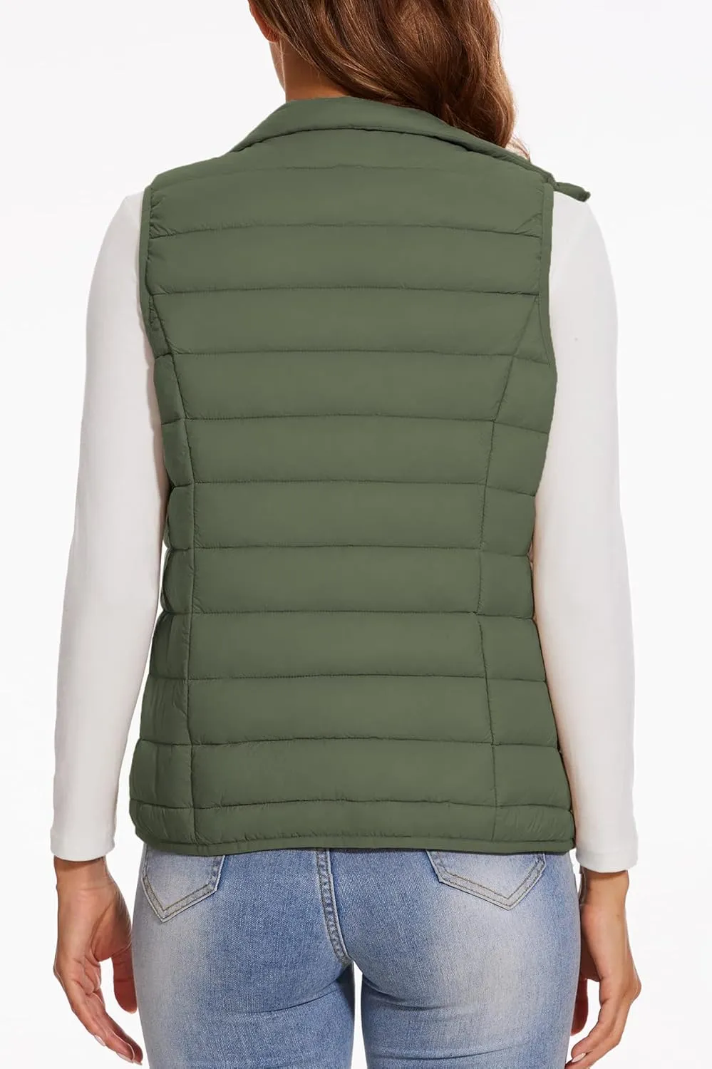 SMENG Women's Lightweight Quilted Puffer Vest Sleeveless Stand Collar Zip-Up Padded Outerwear Gilet