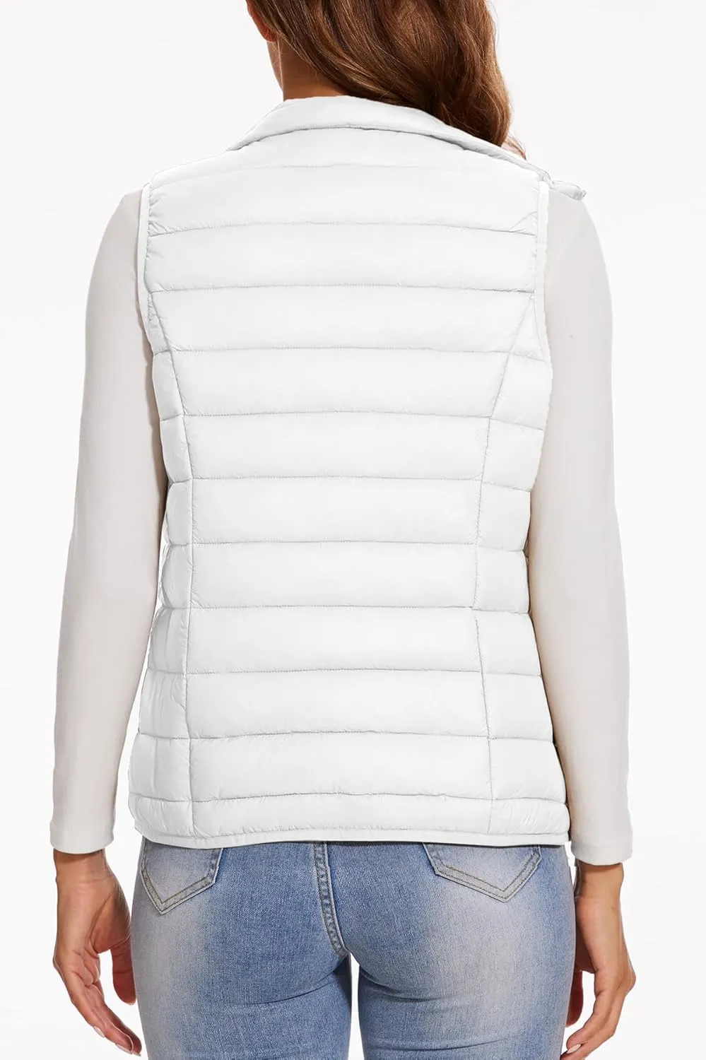 SMENG Women's Lightweight Quilted Puffer Vest Sleeveless Stand Collar Zip-Up Padded Outerwear Gilet