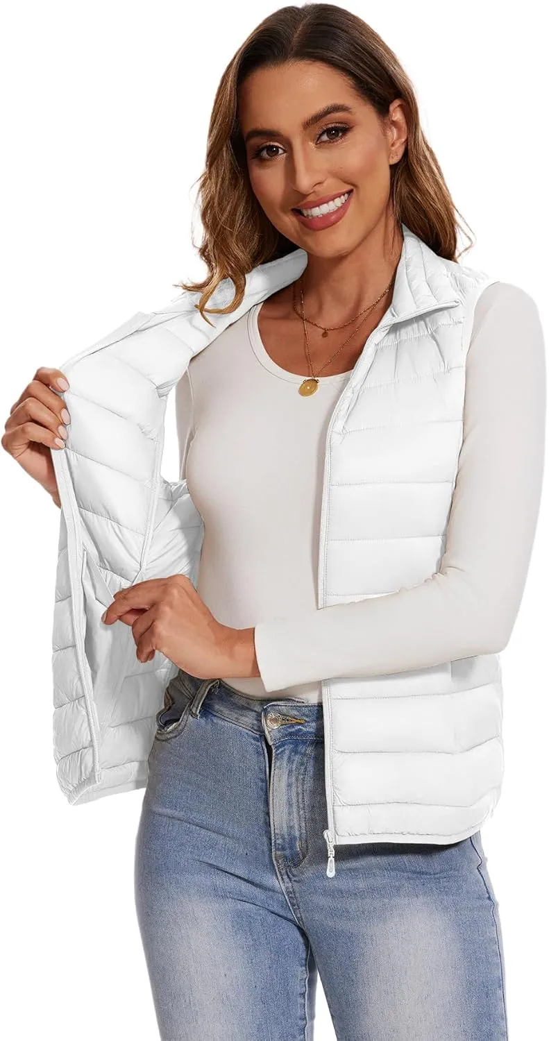 SMENG Women's Lightweight Quilted Puffer Vest Sleeveless Stand Collar Zip-Up Padded Outerwear Gilet