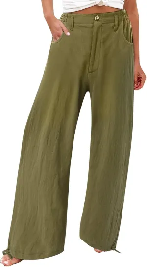 SMIDOW High Waist Wide Leg Pants for Women Trendy 2024 Casual Loose Long Trousers Palazzo Pants with Pockets