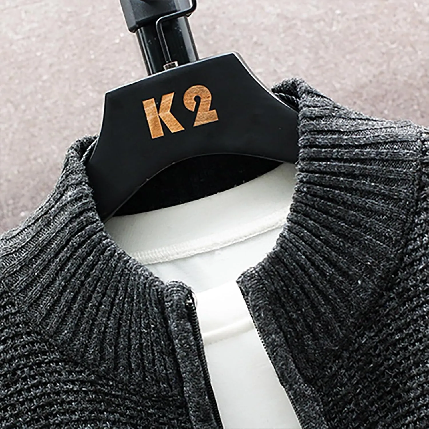 SMIDOW Men's Cardigan Sweaters Knitted Stand Collar Regular Fit Jacket Full Zip Fleece Lined Winter Warm Coat