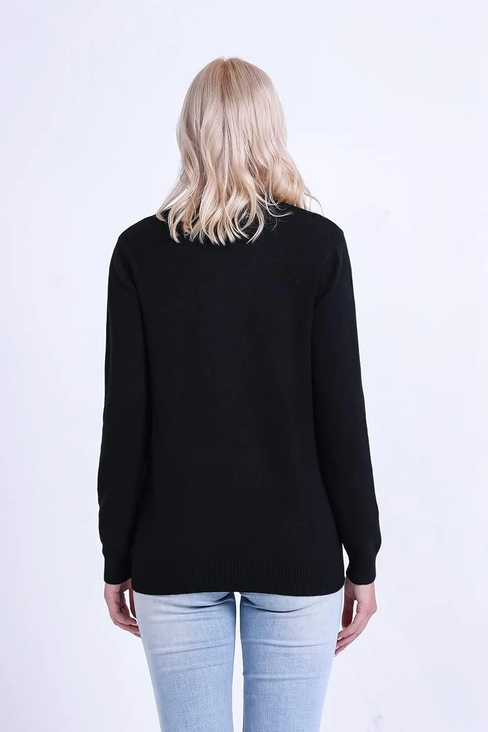 SMILING PINKER Women Cardigan Sweater Button Down Crew Neck Ribbed Knit Sweater with Pockets