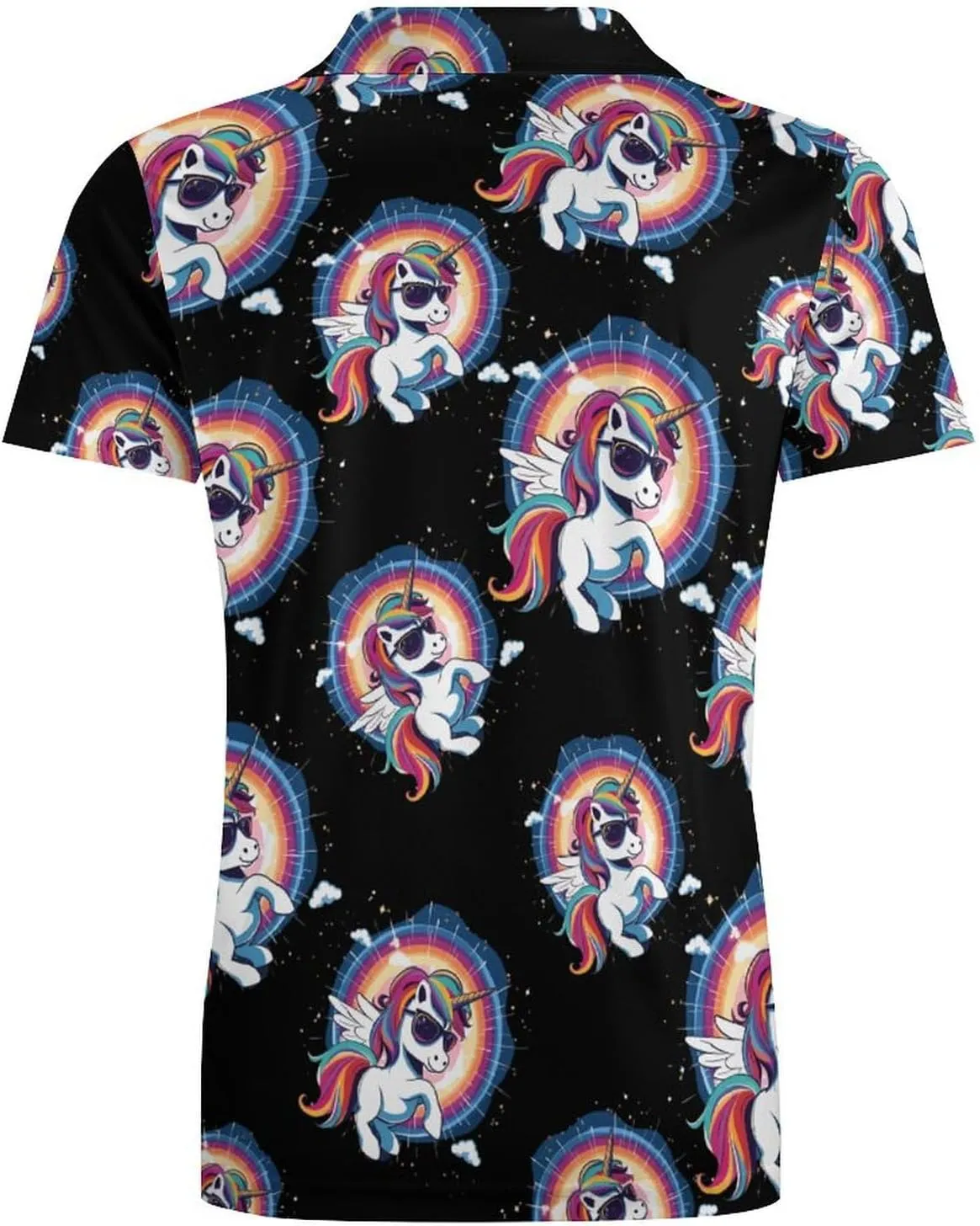 Solar Eclipse and Unicorrn Men's Polo Shirt Short Sleeve Casual Athletic Quick Dry Golf T-Shirts