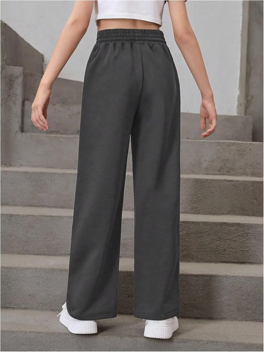 SOLY HUX Girl's Straight Wide Leg Sweatpants Casual High Waisted Baggy Joggers Track Pants