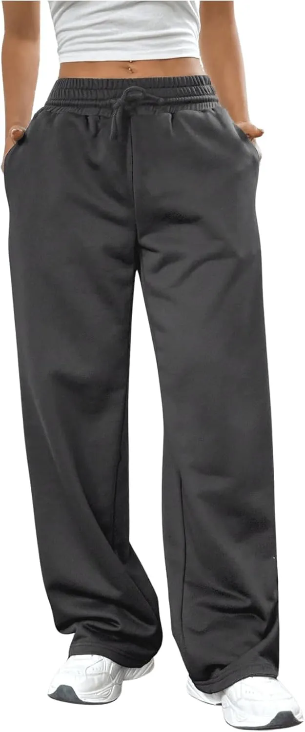 SOLY HUX Girl's Straight Wide Leg Sweatpants Casual High Waisted Baggy Joggers Track Pants