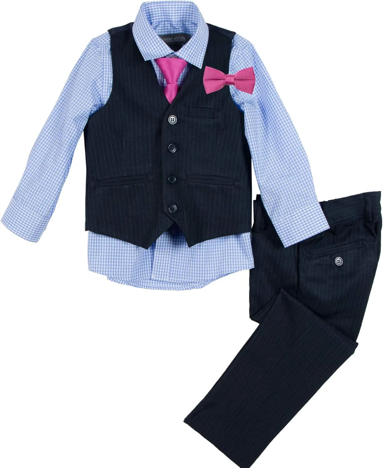 Spring Notion Big Boys' 5 Piece Pinstripe Vest Set