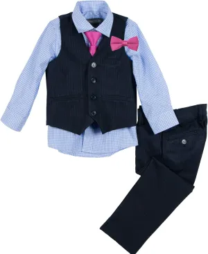 Spring Notion Big Boys' 5 Piece Pinstripe Vest Set