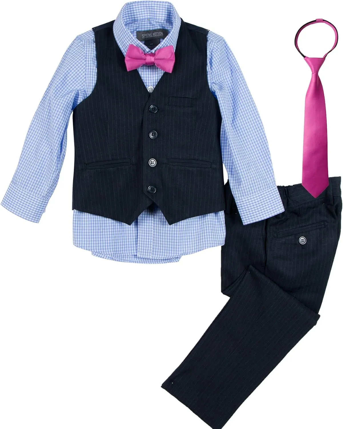 Spring Notion Big Boys' 5 Piece Pinstripe Vest Set