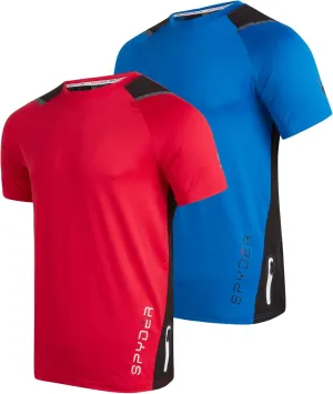 Spyder Men's Athletic T-Shirt - 2 Pack Dry Fit Short Sleeve Performance Sports Tee (S-XL)