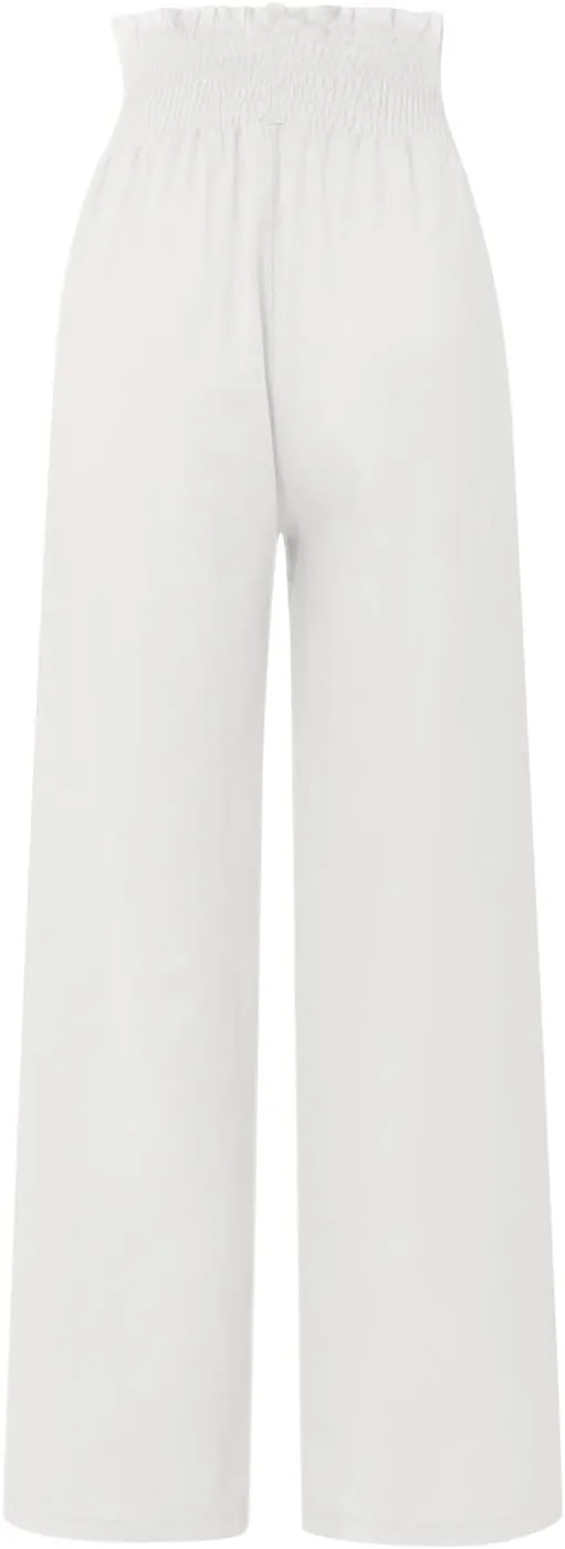 Striped Linen Blend Pants for Women Linen Pants for Women Flowy Wide Leg High Waisted Palazzo Beach Pants Summer