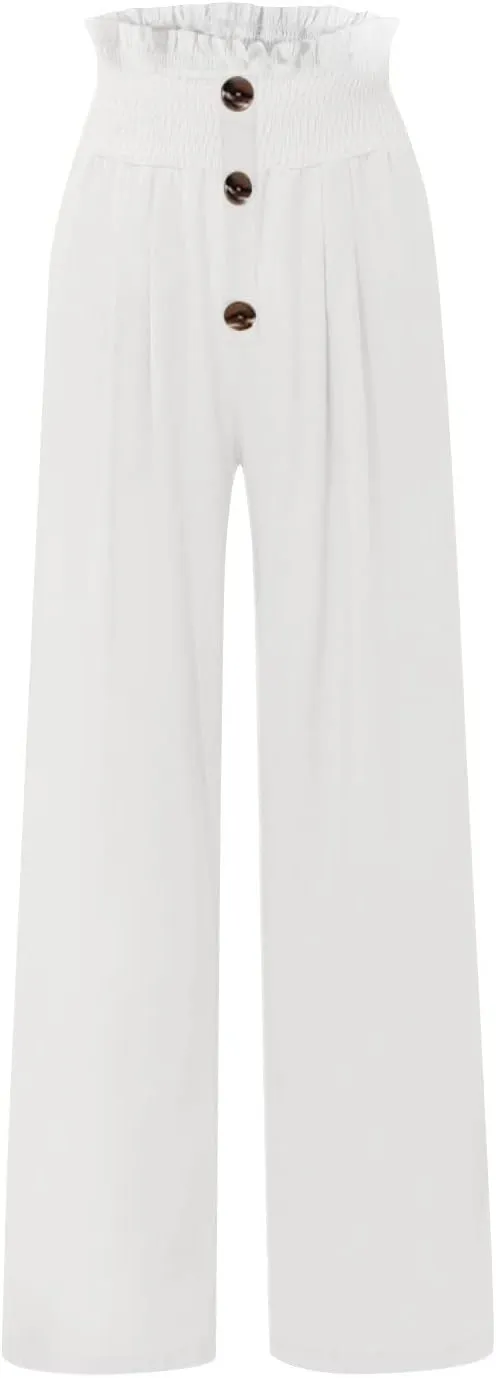 Striped Linen Blend Pants for Women Linen Pants for Women Flowy Wide Leg High Waisted Palazzo Beach Pants Summer