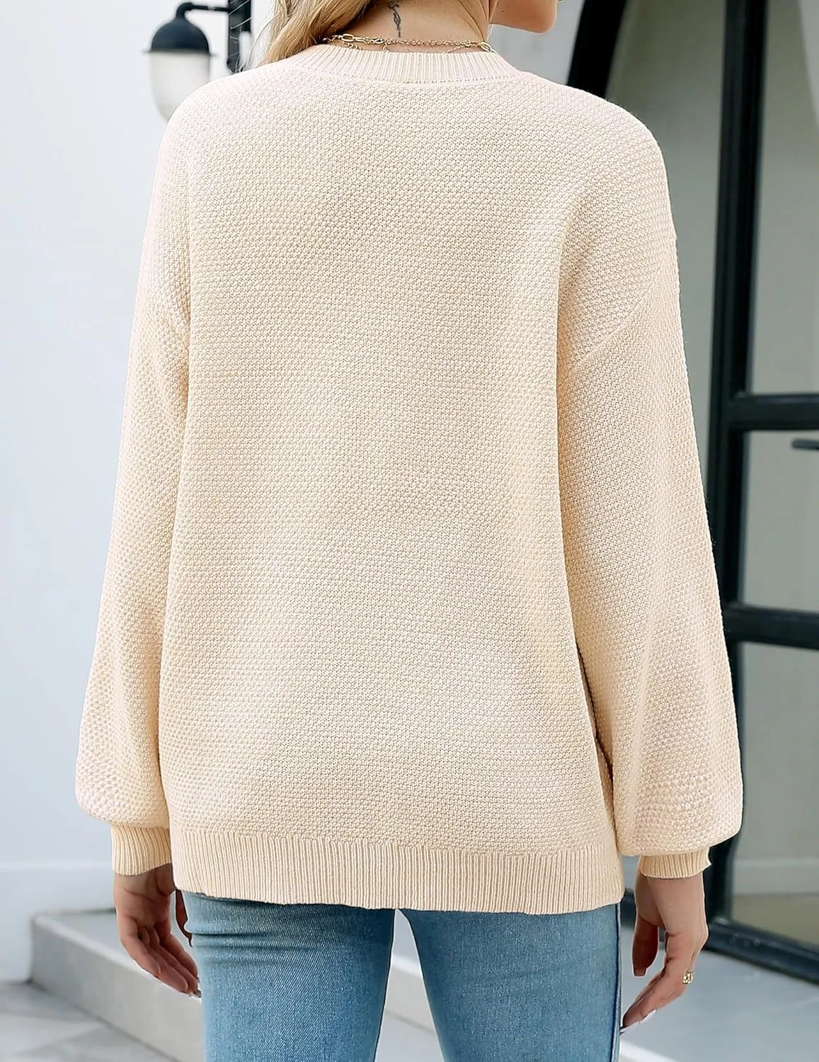 Sucolan Oversized Sweaters for Women Heathered Long Sleeve Crew Neck Pullover Knit Sweater Casual Fall Tops 2024 Fashion