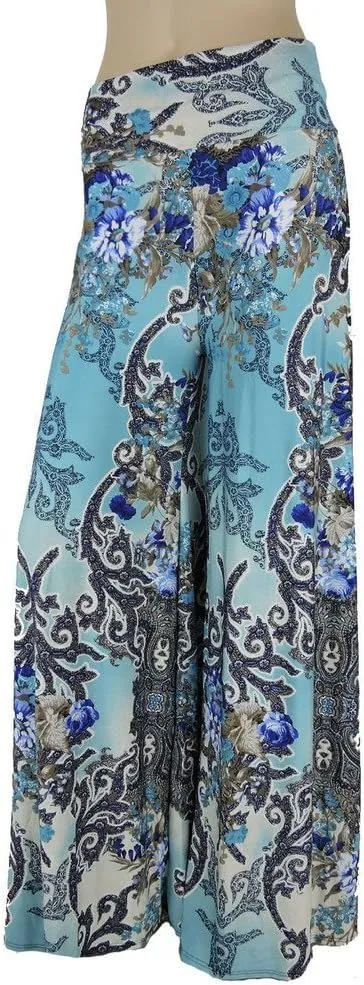 SugarRock Women Paisley Palazzo Pants Fold-Over Waist Wide Leg & Laundry Washing Bag