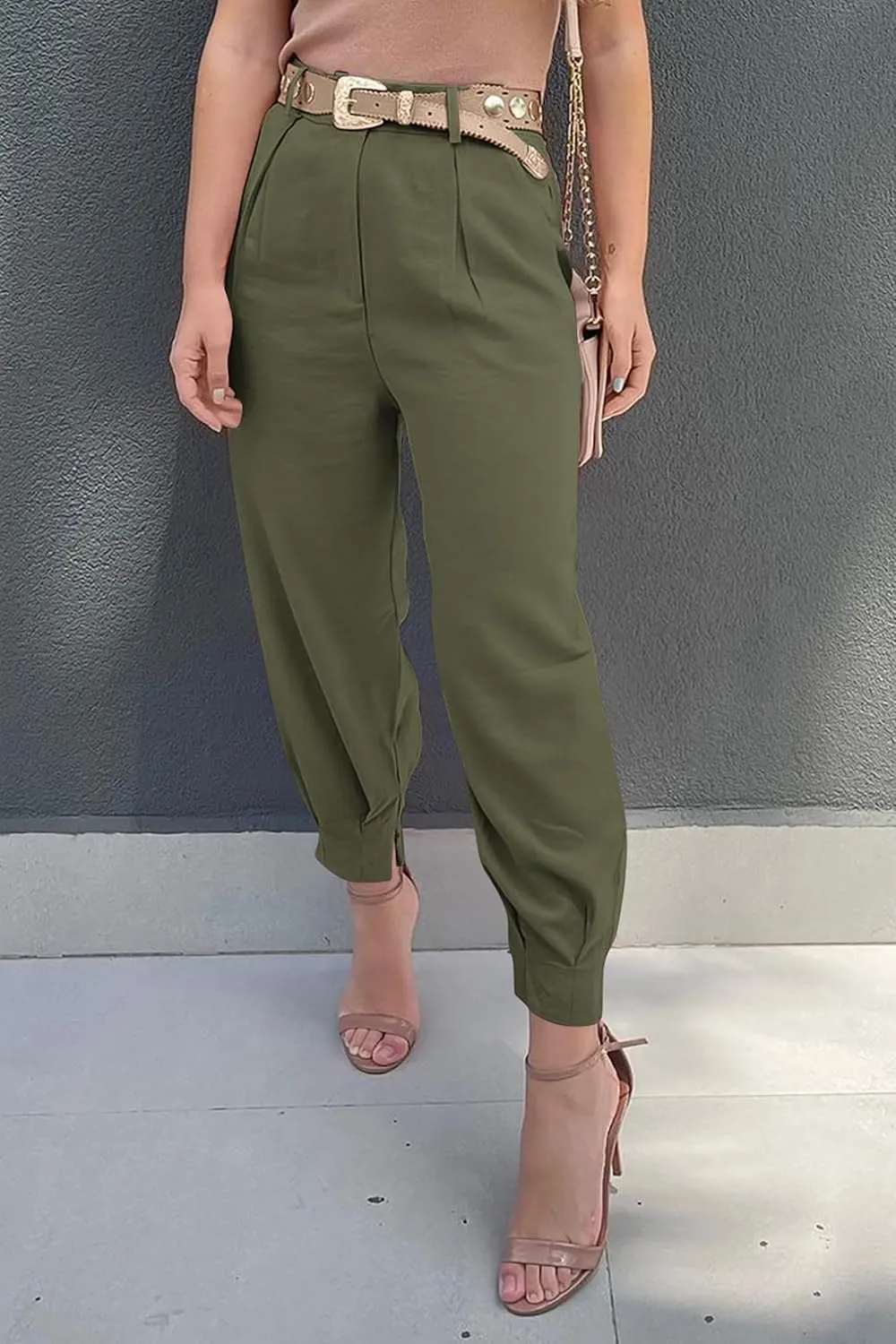 Summer Dress Pants Women Business Lightweight High Waist Pants Dressy Casual Ankle Length Work Office Trouser Slacks