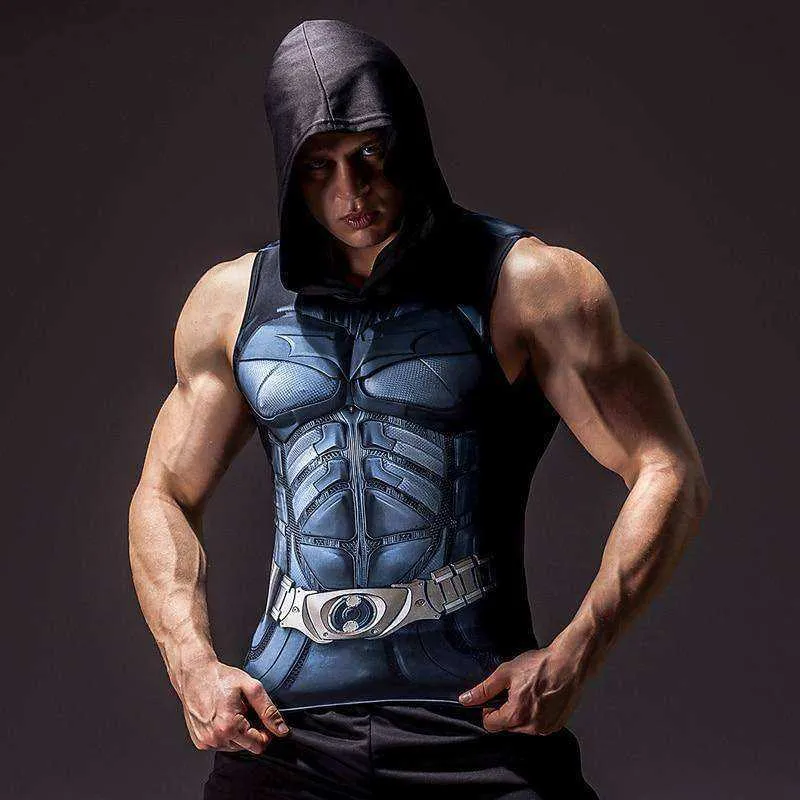 Superhero 3D Printing Bodybuilding Tank Top Men Sleeveless Hoodies Vest