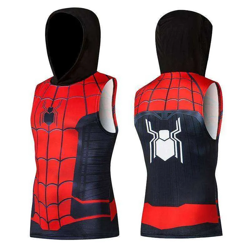 Superhero 3D Printing Bodybuilding Tank Top Men Sleeveless Hoodies Vest