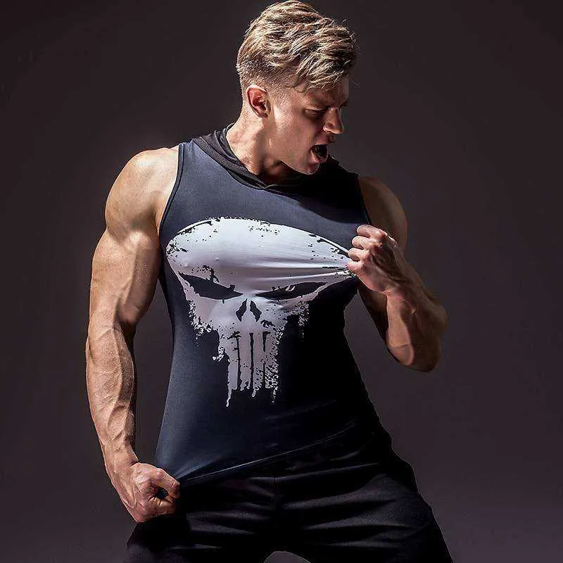 Superhero 3D Printing Bodybuilding Tank Top Men Sleeveless Hoodies Vest
