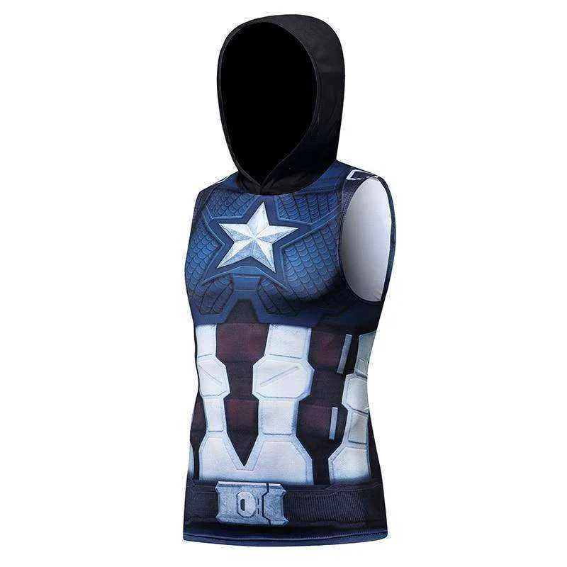 Superhero 3D Printing Bodybuilding Tank Top Men Sleeveless Hoodies Vest